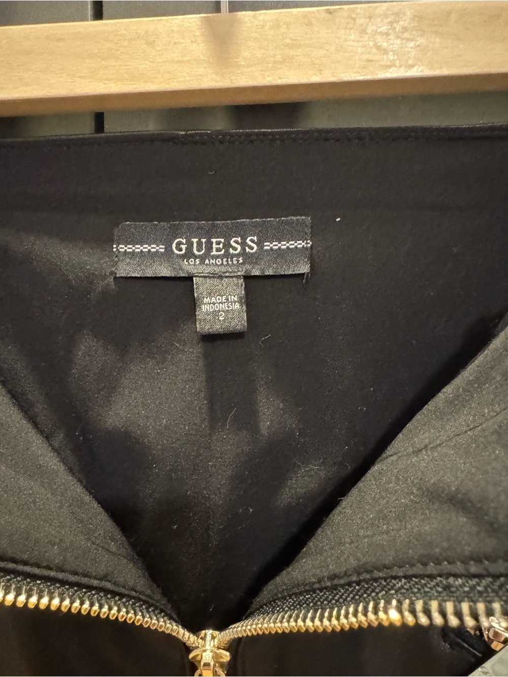 GUESS Black Bomber Jacket with Gold Hardware